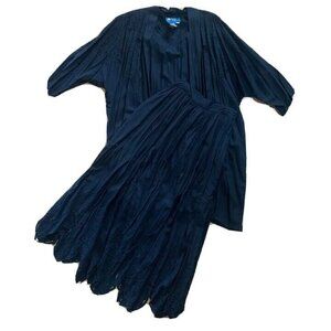 Bali Vintage Skirt Suit 3 Piece Set Top Jacket Outfit Black Shirt Dress Small